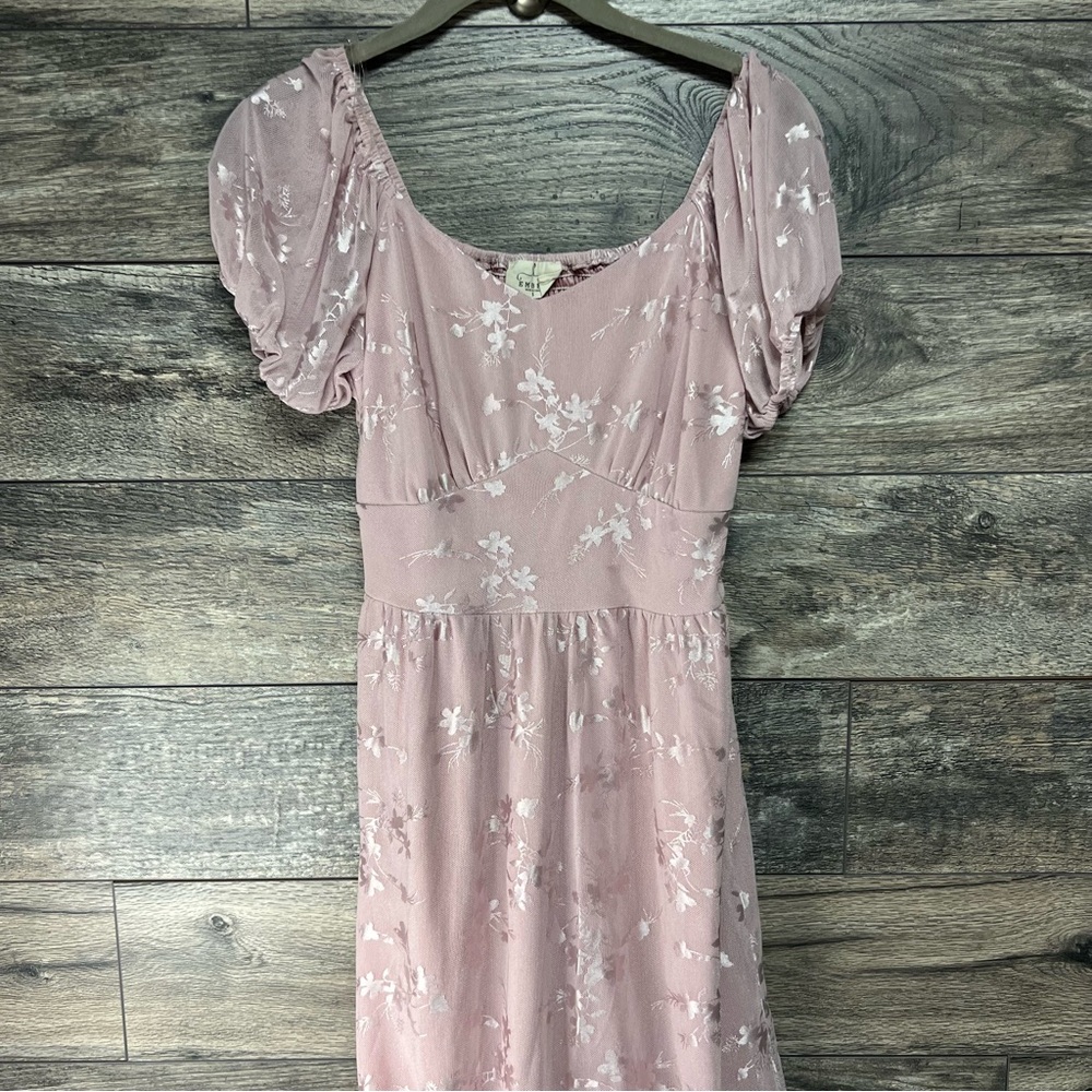 Ember Pink Floral Puff Sleeve Midi Dress Women’s Small
